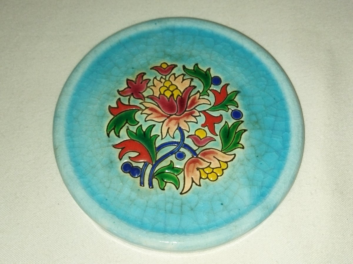 LONGWY Paire De Dessous De Bouteilles En émaux Cloisonnés-photo-2