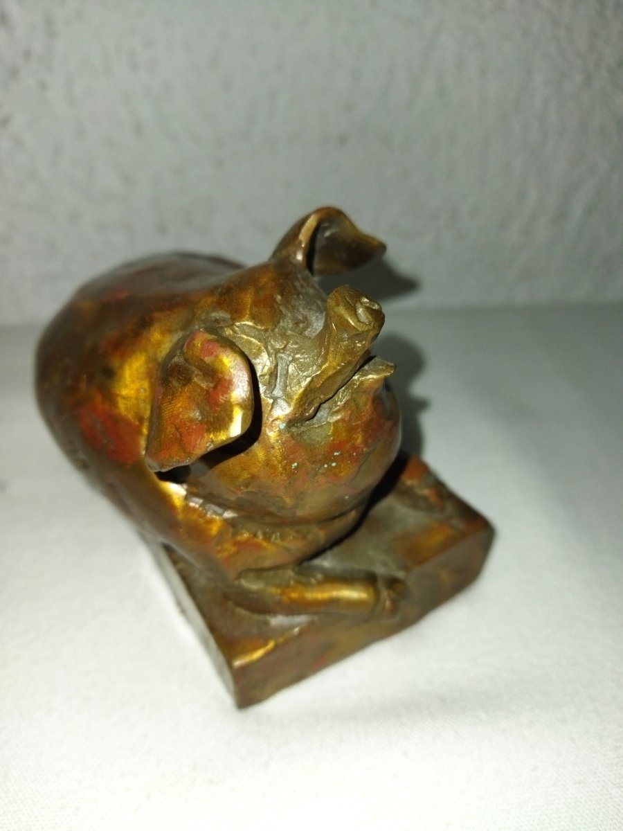 Bronze Pig Lost Wax Hog Herven Display Object Collection-photo-3