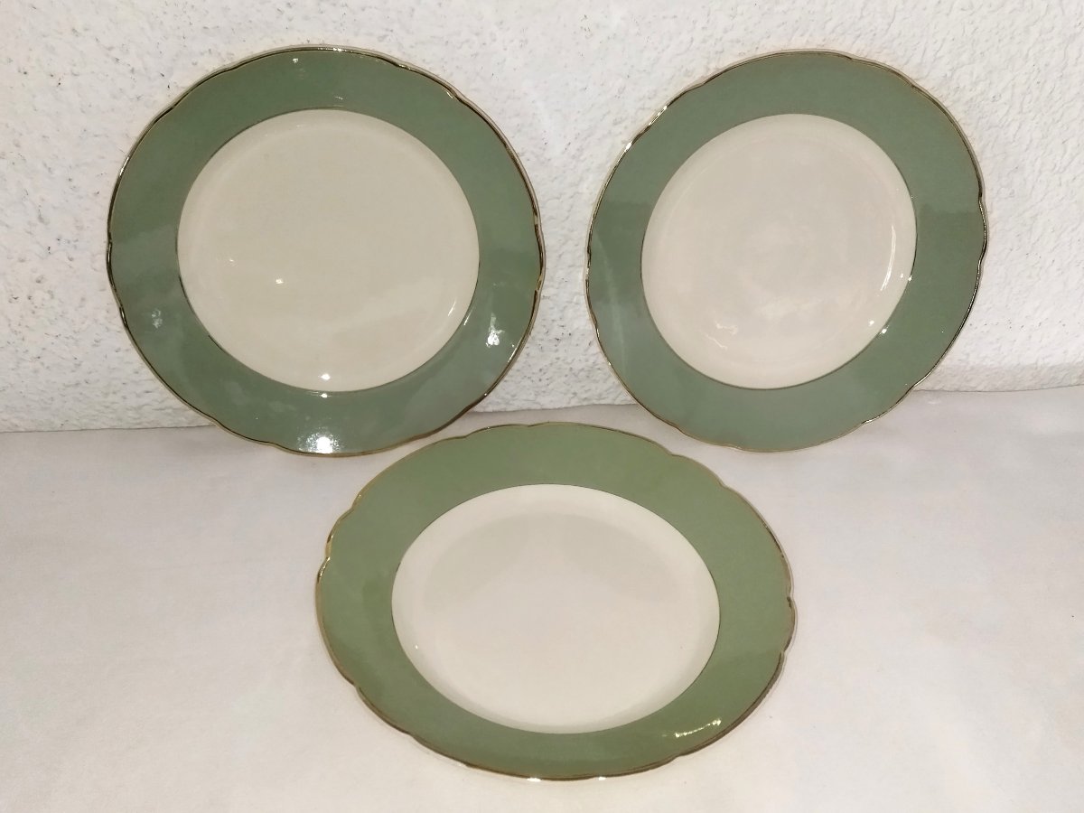 VILLEROY & BOCH 6 Assiettes à Dessert Vintage Bi-color Blanche Et Verte-photo-3