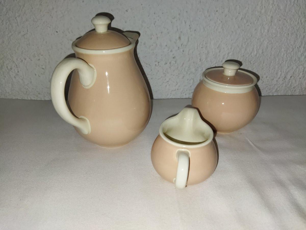 VILLEROY & BOCH Service A Thé Vintage Bi-color Ecru Et Rose-photo-4