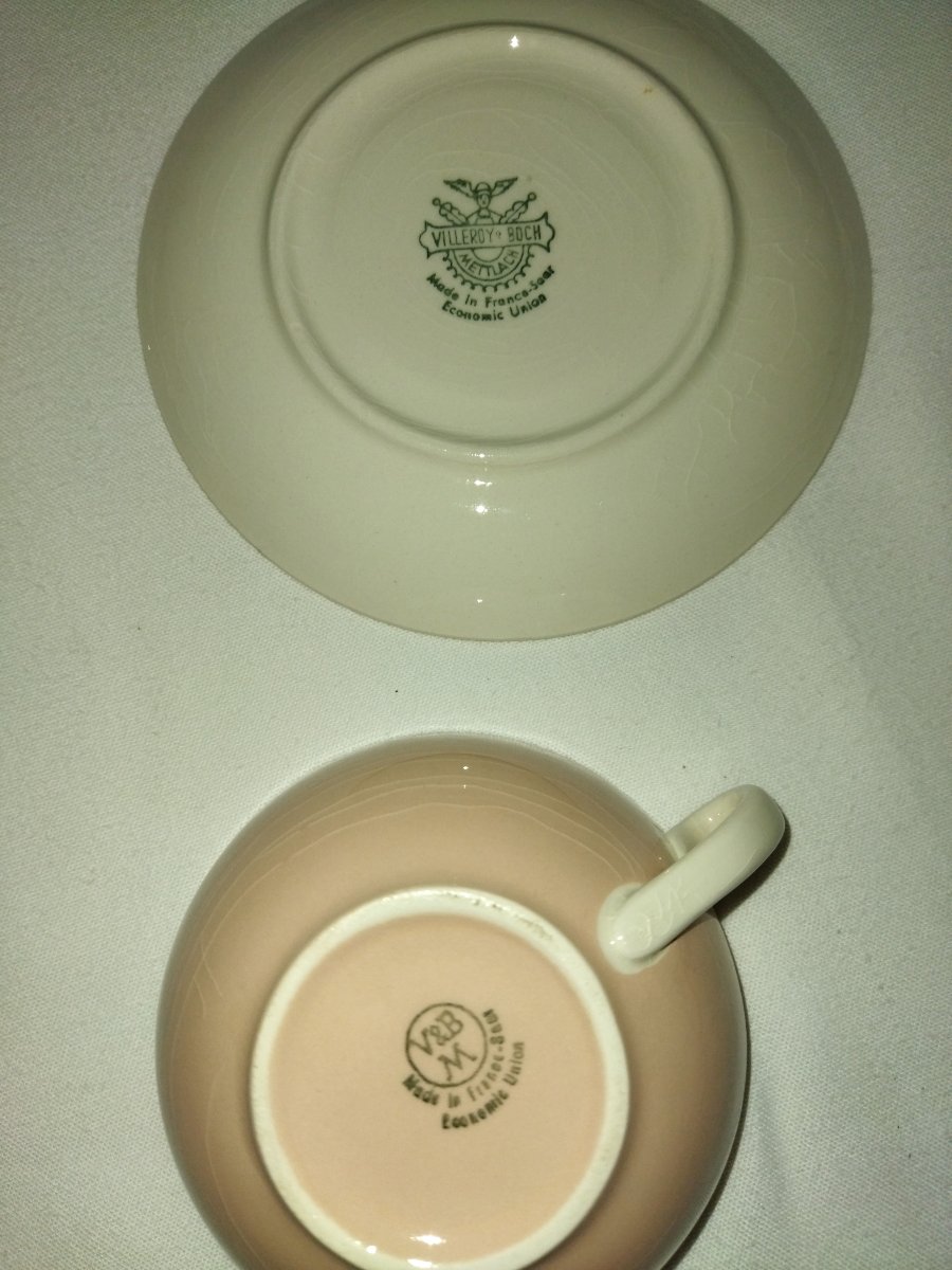 VILLEROY & BOCH Service A Thé Vintage Bi-color Ecru Et Rose-photo-5