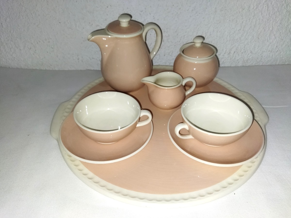 VILLEROY & BOCH Service A Thé Vintage Bi-color Ecru Et Rose
