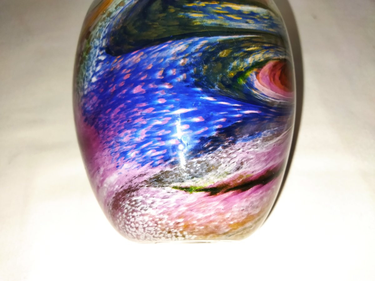 Vieira Carlos Vintage Blown Glass Vase With Inlays Collection-photo-3