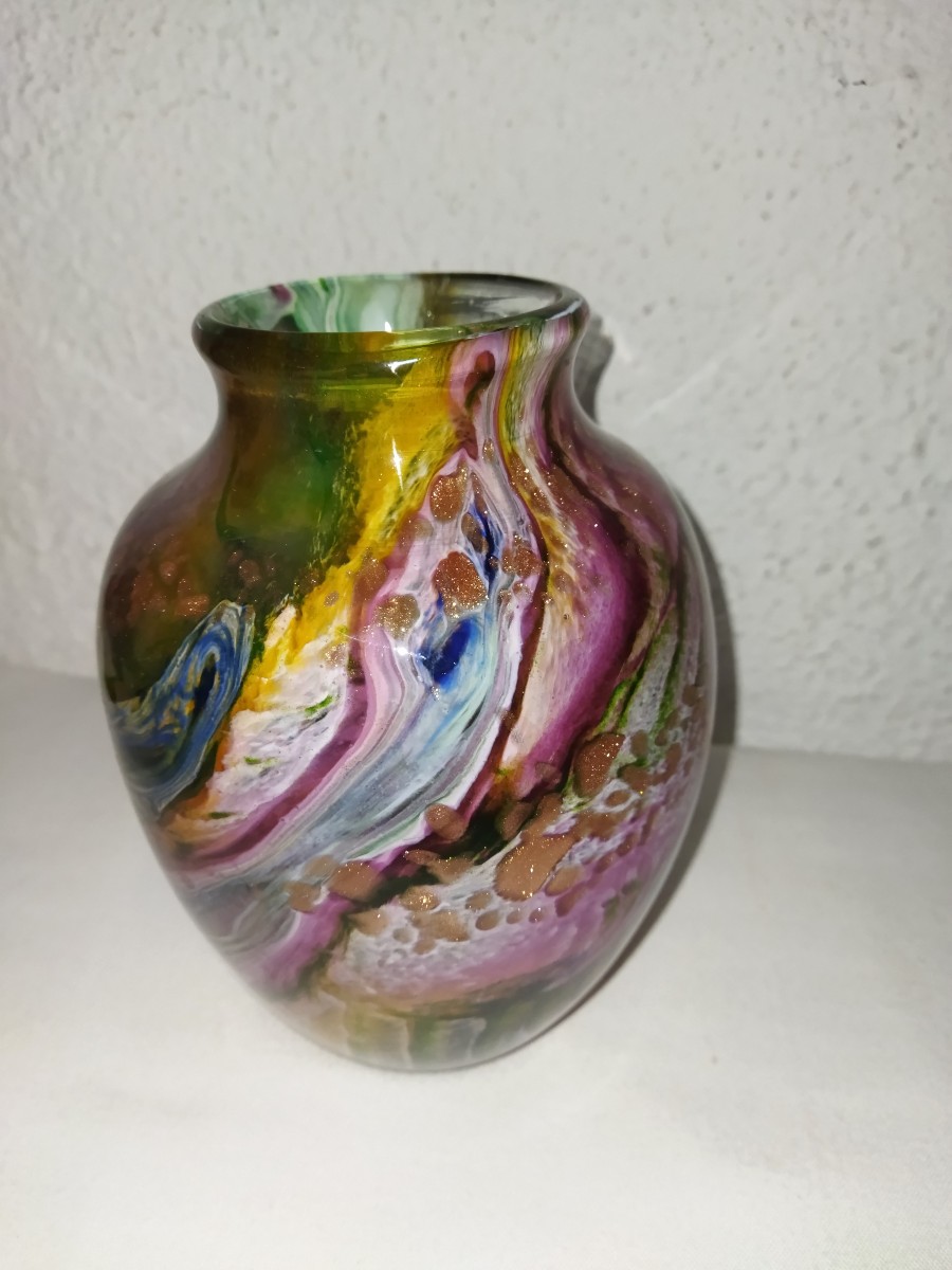 Vieira Carlos Vintage Blown Glass Vase With Inlays Collection