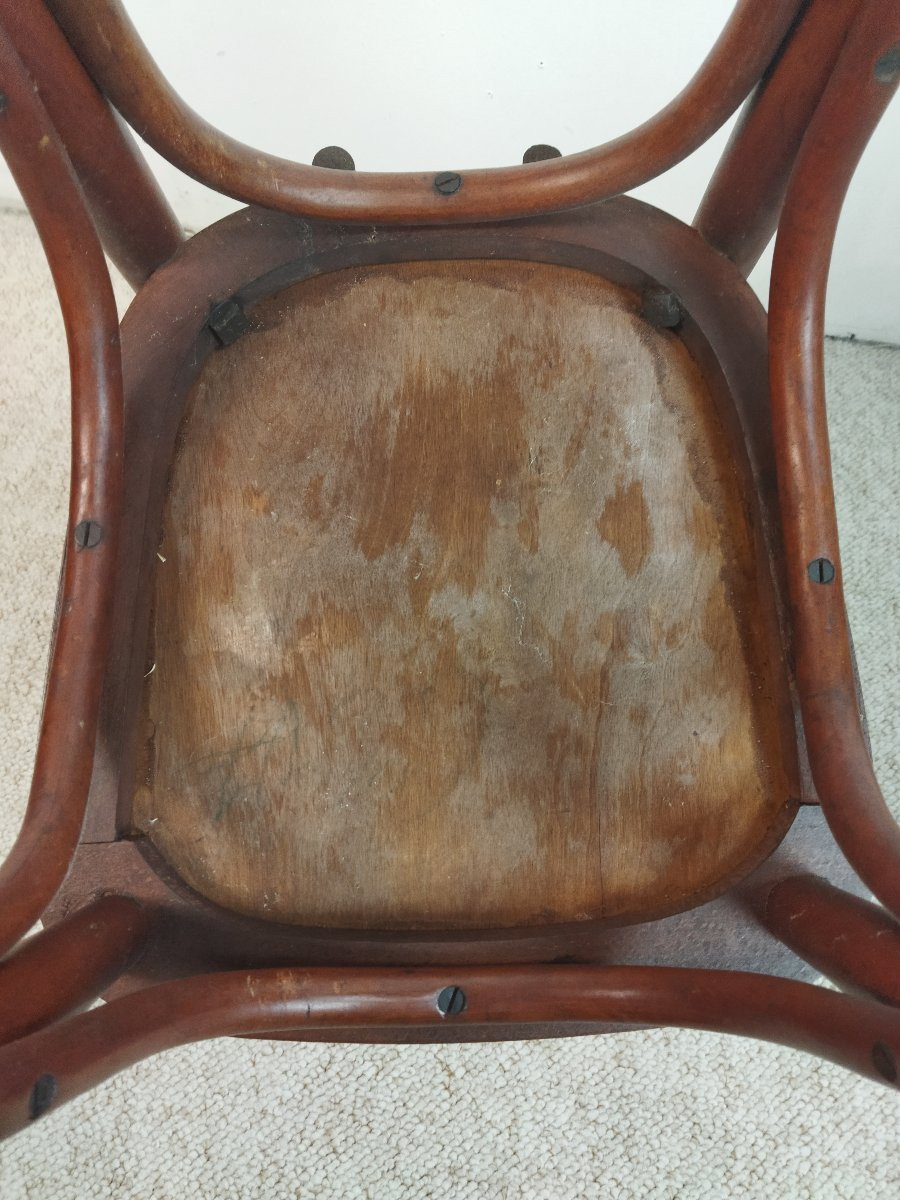 Art Nouveau Set Of 4 Wooden Bistro Chairs-photo-4