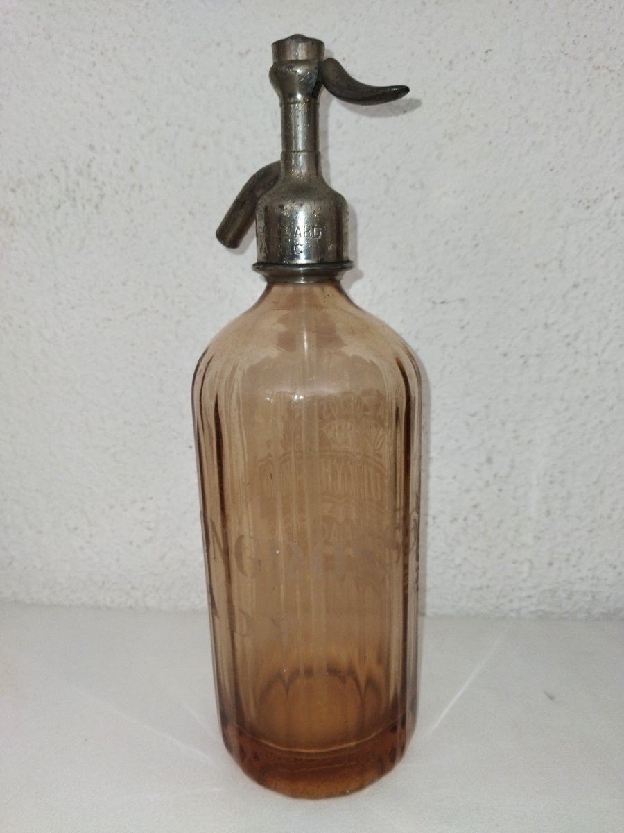 Antique Bar Siphon Pink Seltzer Water Complete "jarnac" Collection-photo-3