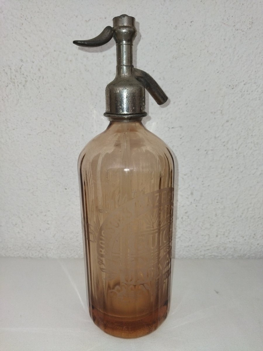 Antique Bar Siphon Pink Seltzer Water Complete "jarnac" Collection-photo-4
