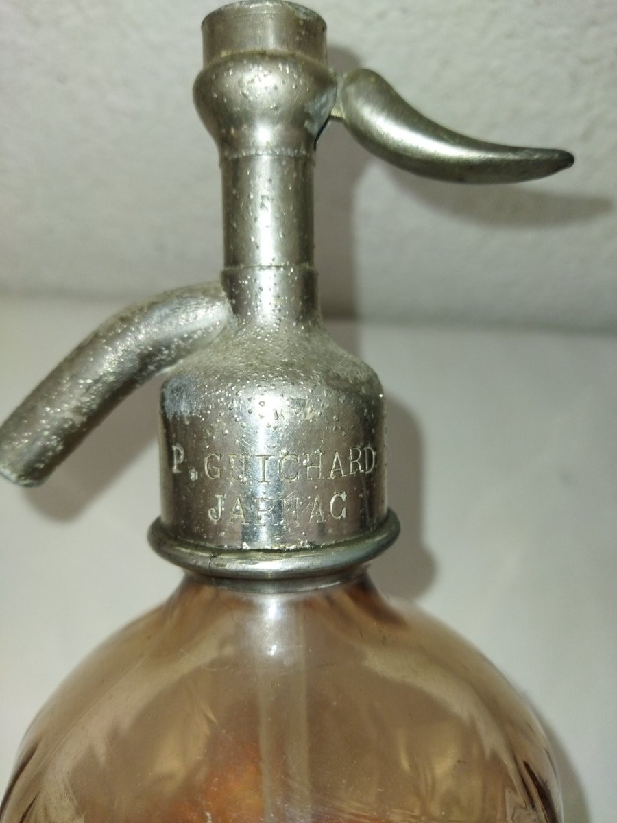 Antique Bar Siphon Pink Seltzer Water Complete "jarnac" Collection-photo-5