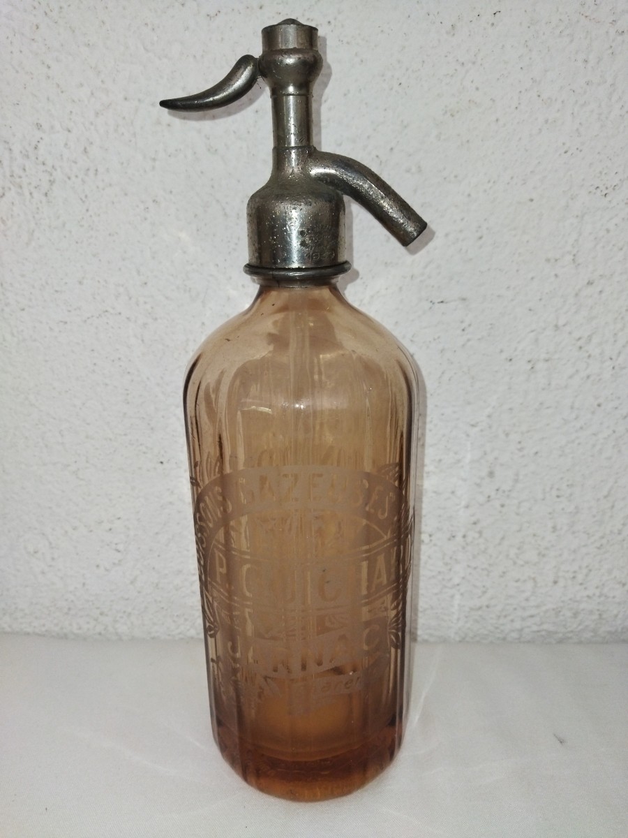 Antique Bar Siphon Pink Seltzer Water Complete "jarnac" Collection