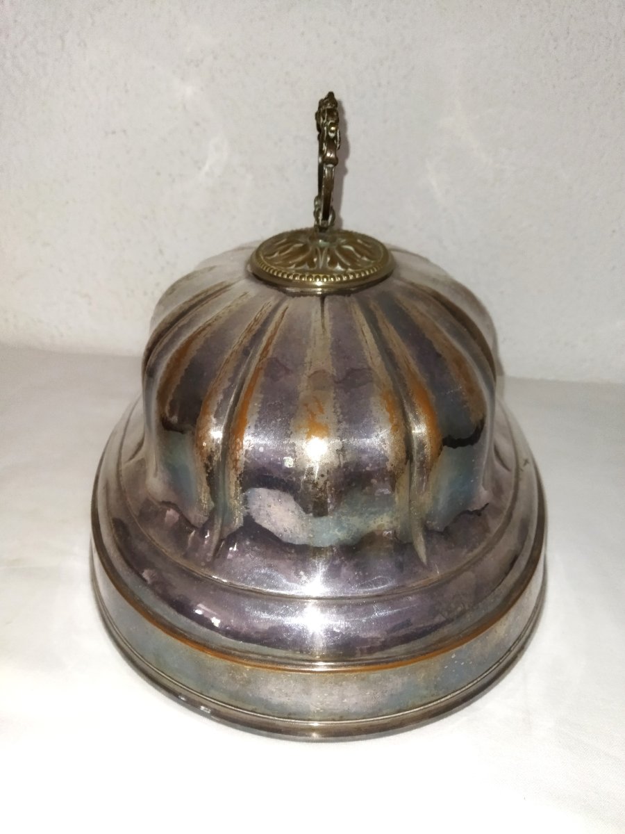 Large Restaurant Bell In Silver-plated Copper Monogram Tableware-photo-2