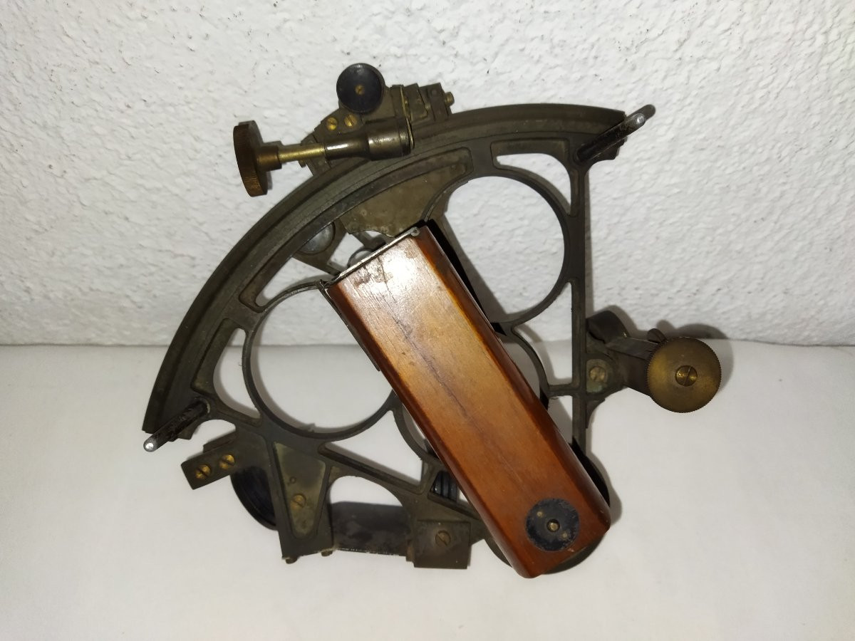 Salmoiraghi Milan Antique Brass Sextant Marine Navigation Measuring Instrument Collection-photo-1