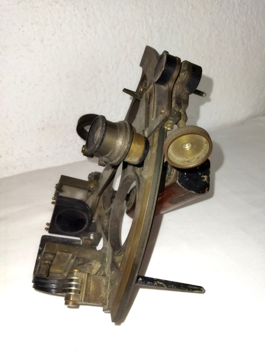 Salmoiraghi Milan Antique Brass Sextant Marine Navigation Measuring Instrument Collection-photo-2
