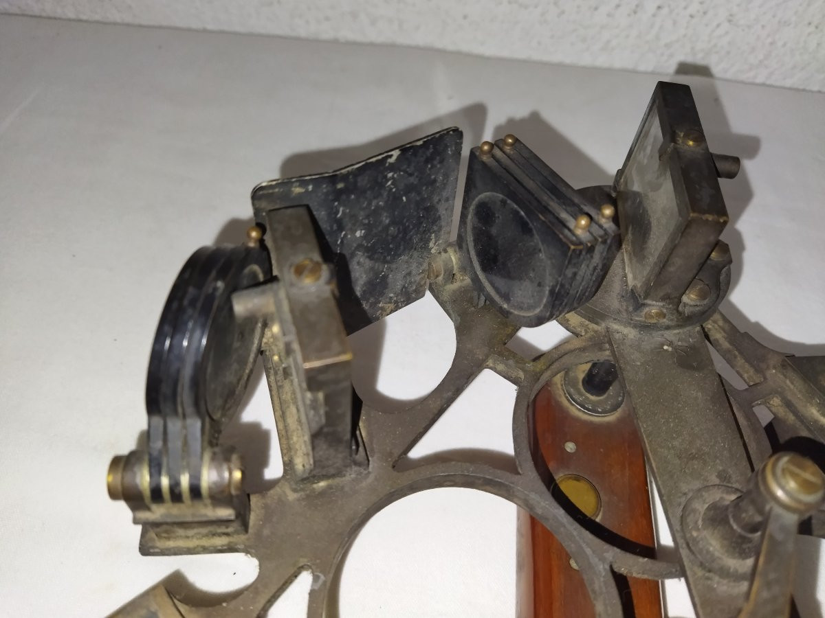 Salmoiraghi Milan Antique Brass Sextant Marine Navigation Measuring Instrument Collection-photo-6