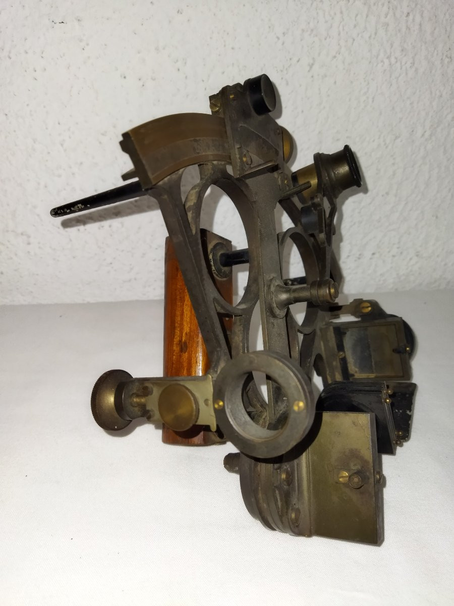 Salmoiraghi Milan Antique Brass Sextant Marine Navigation Measuring Instrument Collection-photo-7