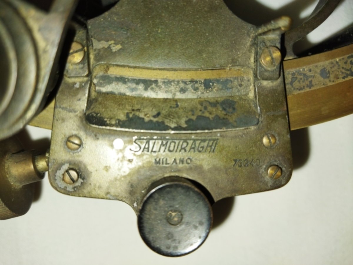 Salmoiraghi Milan Antique Brass Sextant Marine Navigation Measuring Instrument Collection-photo-8