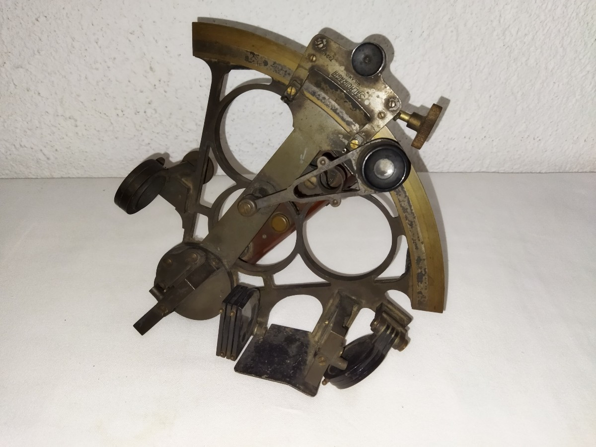 Salmoiraghi Milan Antique Brass Sextant Marine Navigation Measuring Instrument Collection