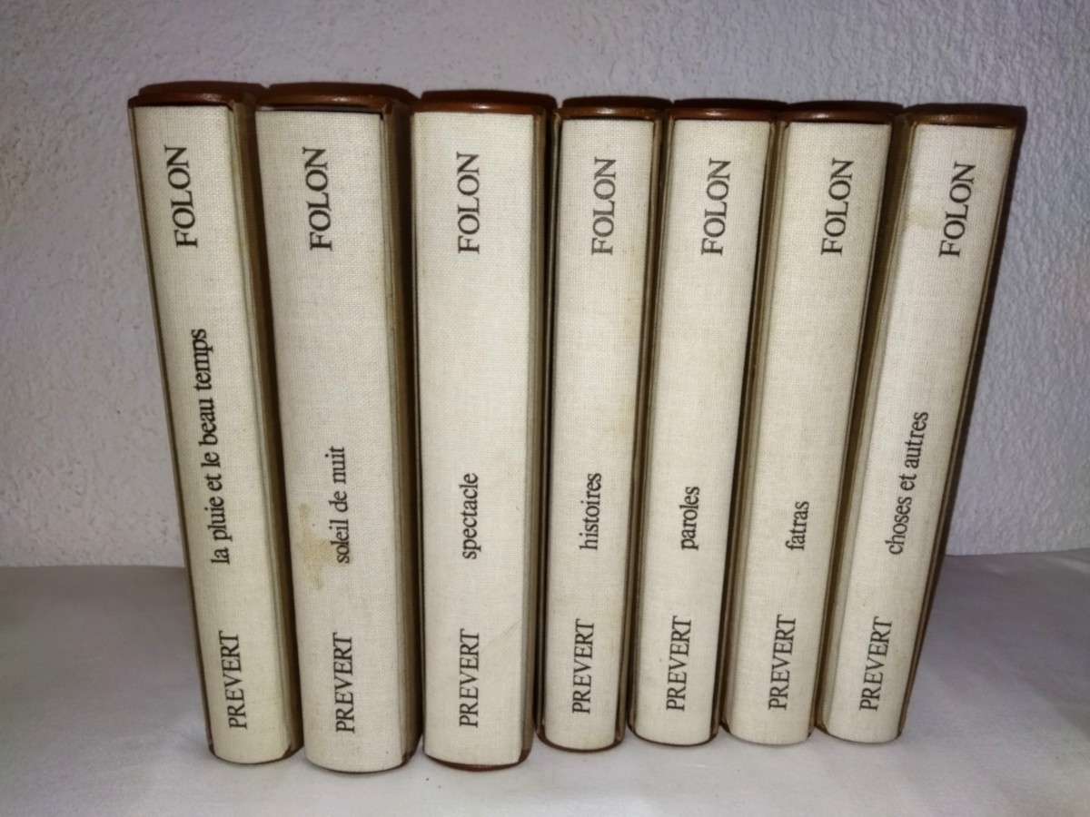 PRÉVERT "OEUVRES"  7 Volumes Reliure Toilée Editeur Illustrations Aquarelles FOLON