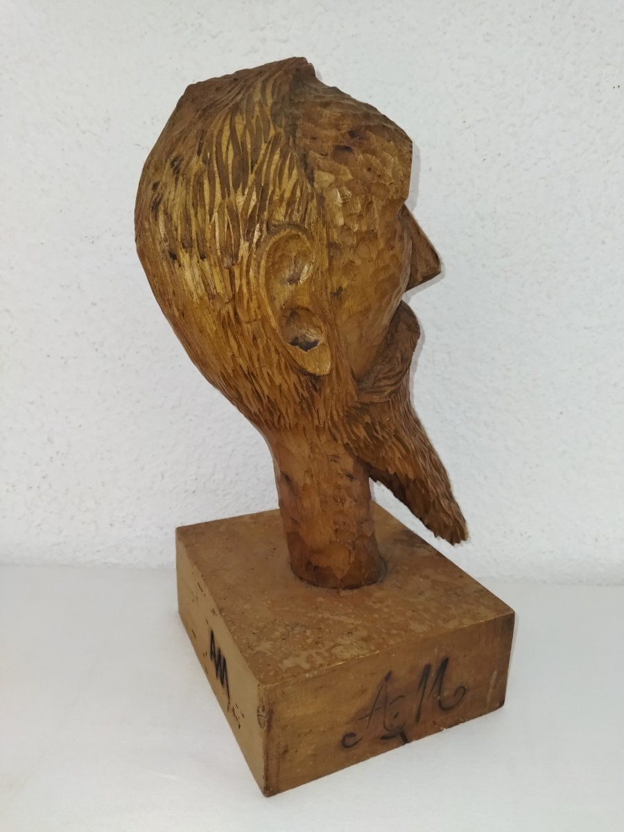 Don Quixote Solid Wood Sculpture Folk Art Craft Shepherd Pyrenees -photo-4