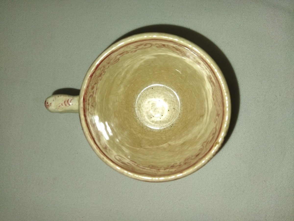 SARREGUEMINES Tasse ancienne et sa Soucoupe Motif Floral Objet de vitrine Collection XIX-photo-1