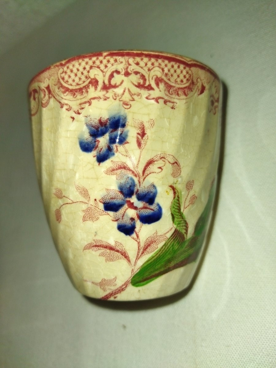SARREGUEMINES Tasse ancienne et sa Soucoupe Motif Floral Objet de vitrine Collection XIX-photo-8