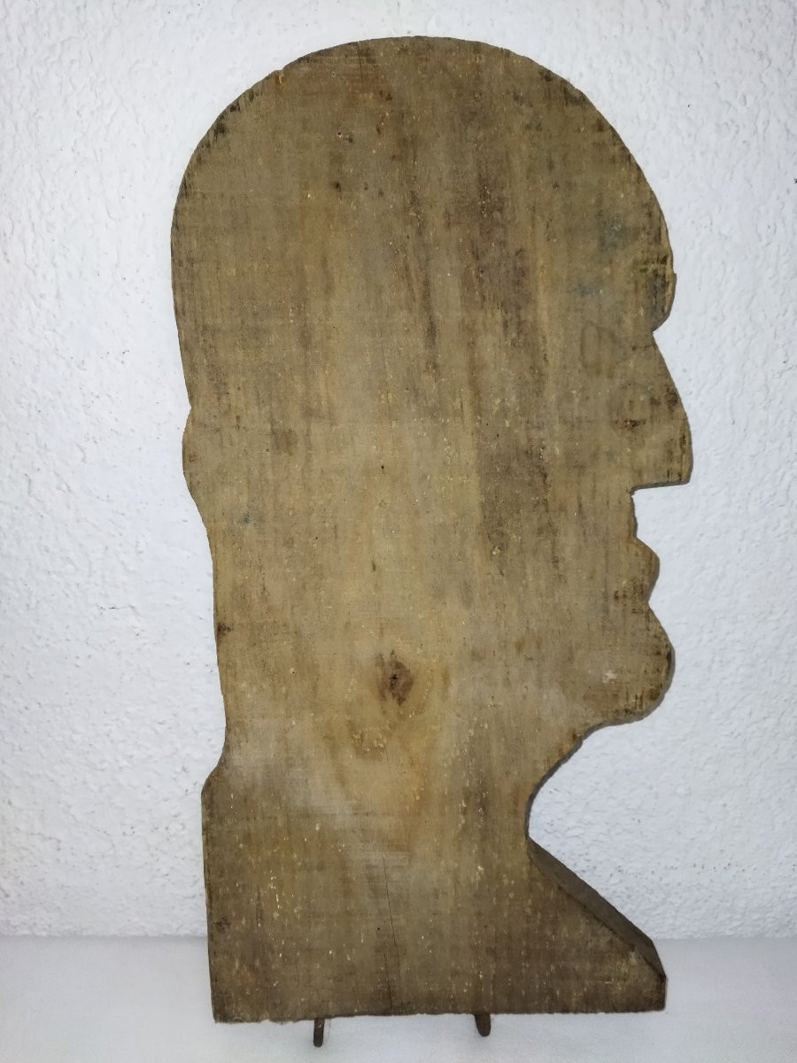 MUSSOLINI Italie Guerre mondiale Panneau Forain en Bois polychrome Art Populaire Curiosité -photo-2