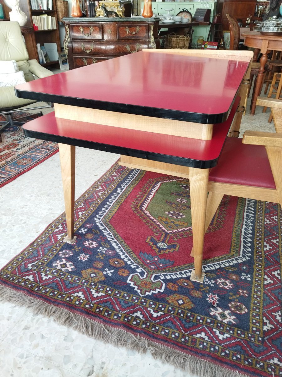 Vintage Design Office 50s/60s Wood And Formica And Its Armchair-photo-3