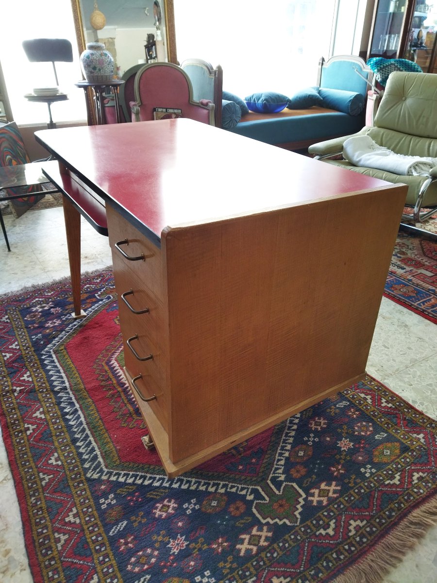Vintage Design Office 50s/60s Wood And Formica And Its Armchair-photo-4