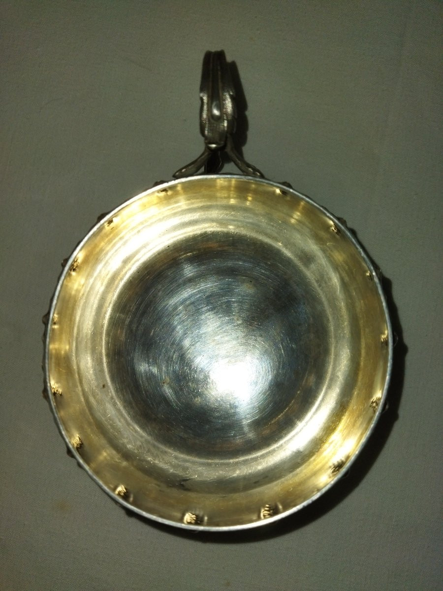 Lapar Monogrammed Oblong Chocolate Cup And Saucer In Solid Silver, Minerve XIX Hallmark-photo-3