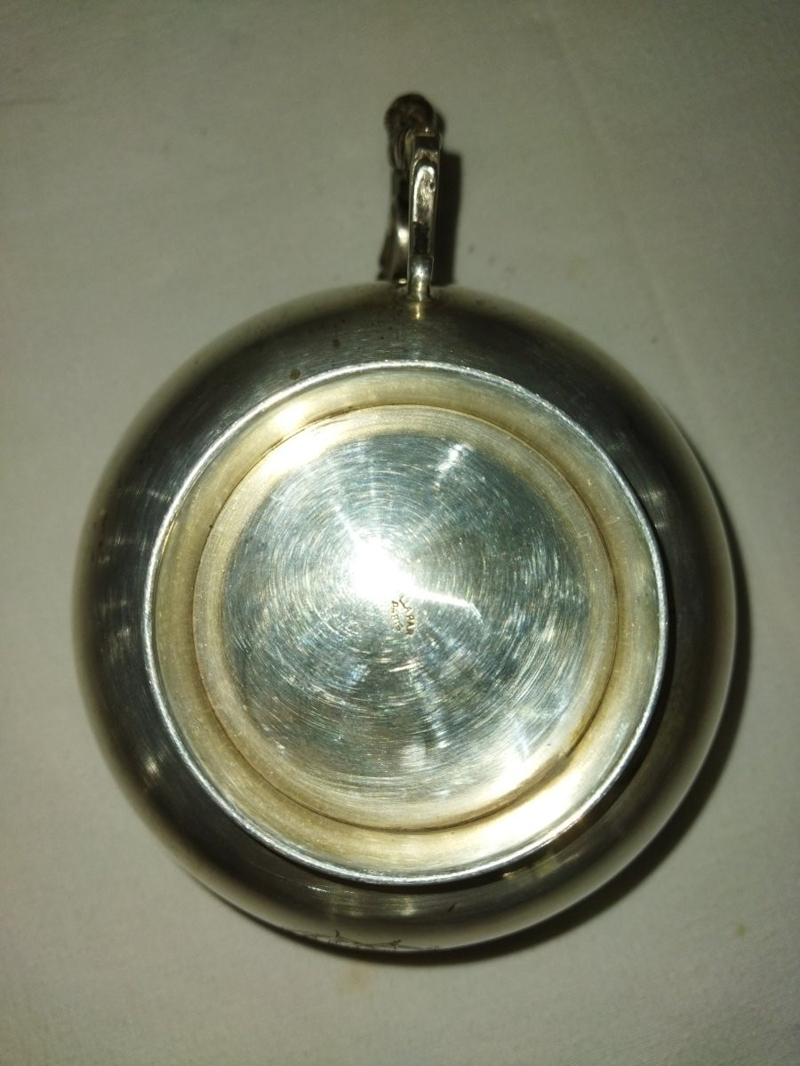 Lapar Monogrammed Oblong Chocolate Cup And Saucer In Solid Silver, Minerve XIX Hallmark-photo-4