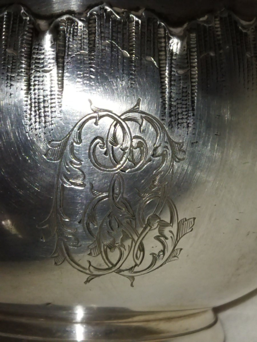 Lapar Monogrammed Oblong Chocolate Cup And Saucer In Solid Silver, Minerve XIX Hallmark-photo-5