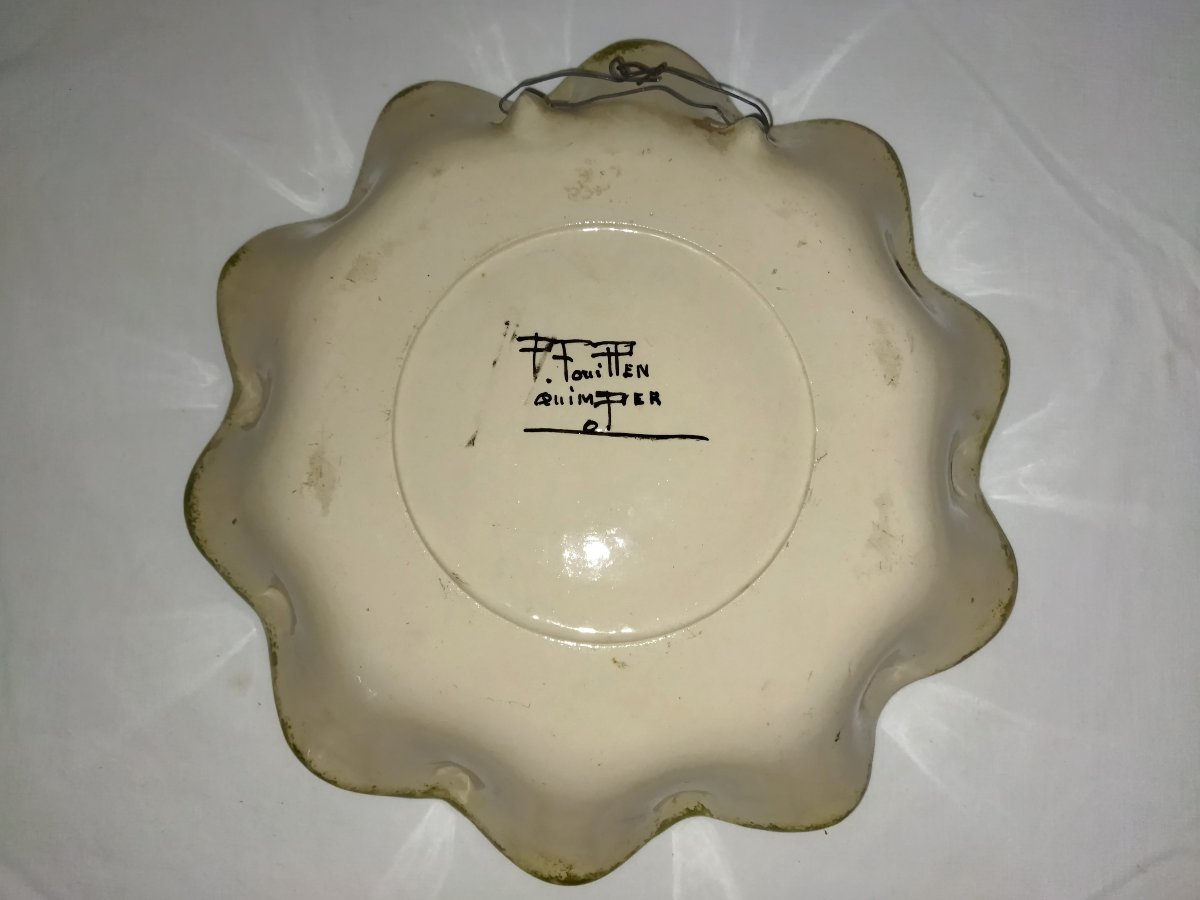Fouillen Quimper Breton Ceramic Dish Stylized Floral Decor Collection-photo-4