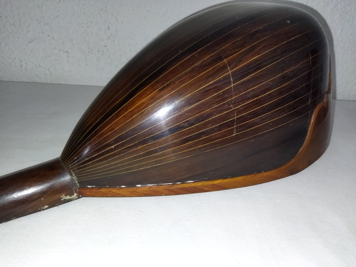 CAVALLI ARISTIDE MANDOLINE ancienne Décor papillon Nacre et Bois ITALIE CRÉMONE XIX-photo-4