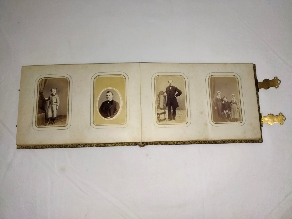ALBUM Photos Cartes de Visite 100 documents Complet Fermoir laiton ouvragé Collection XIX-photo-4