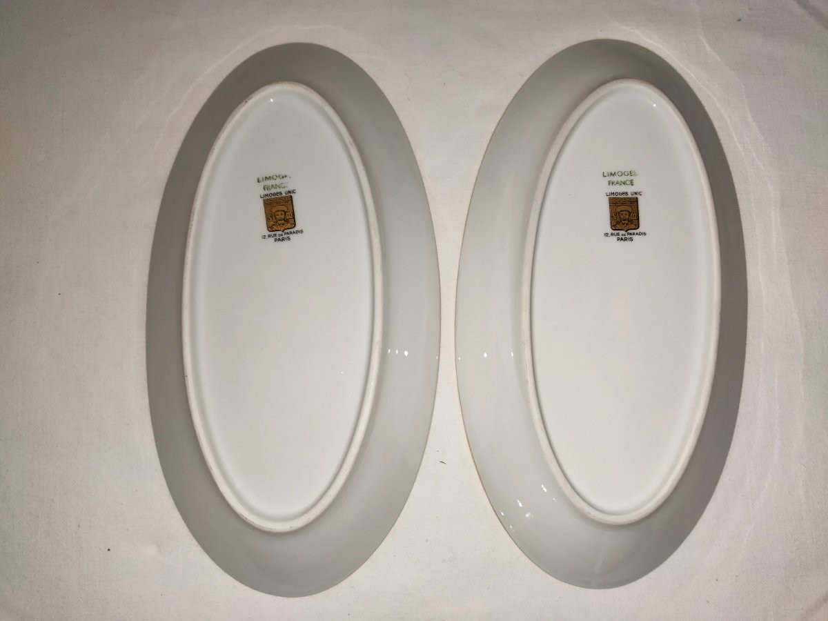 LIMOGES 2 Raviers  En Porcelaine Dorée  "UNIC Paris" Art de la Table-photo-4