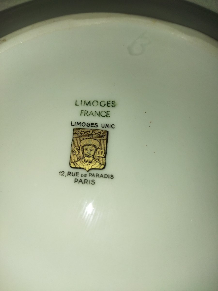 LIMOGES  Plat de Service ovale  En Porcelaine Dorée  "UNIC Paris" Art de la Table-photo-3