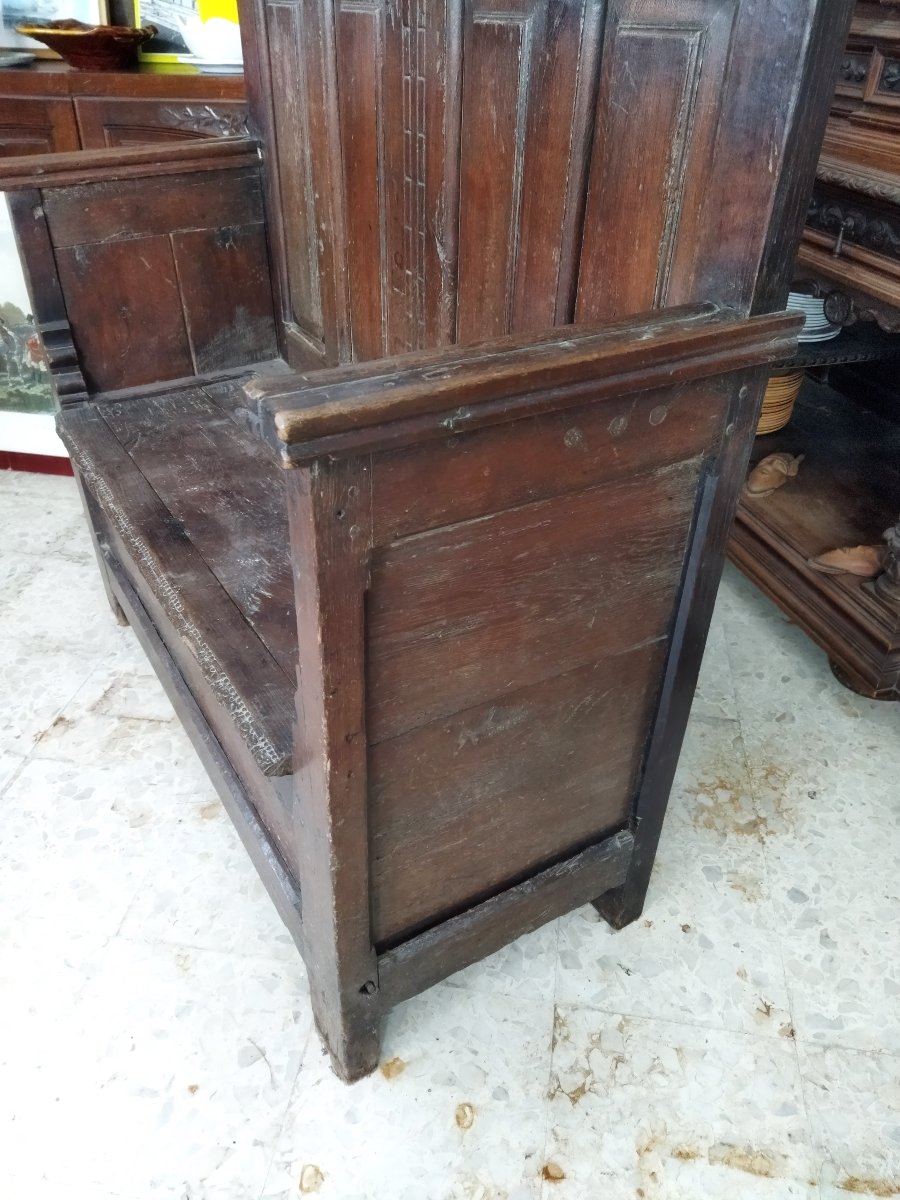 BANC COFFRE Ancien 2 Places en Bois massif -photo-1