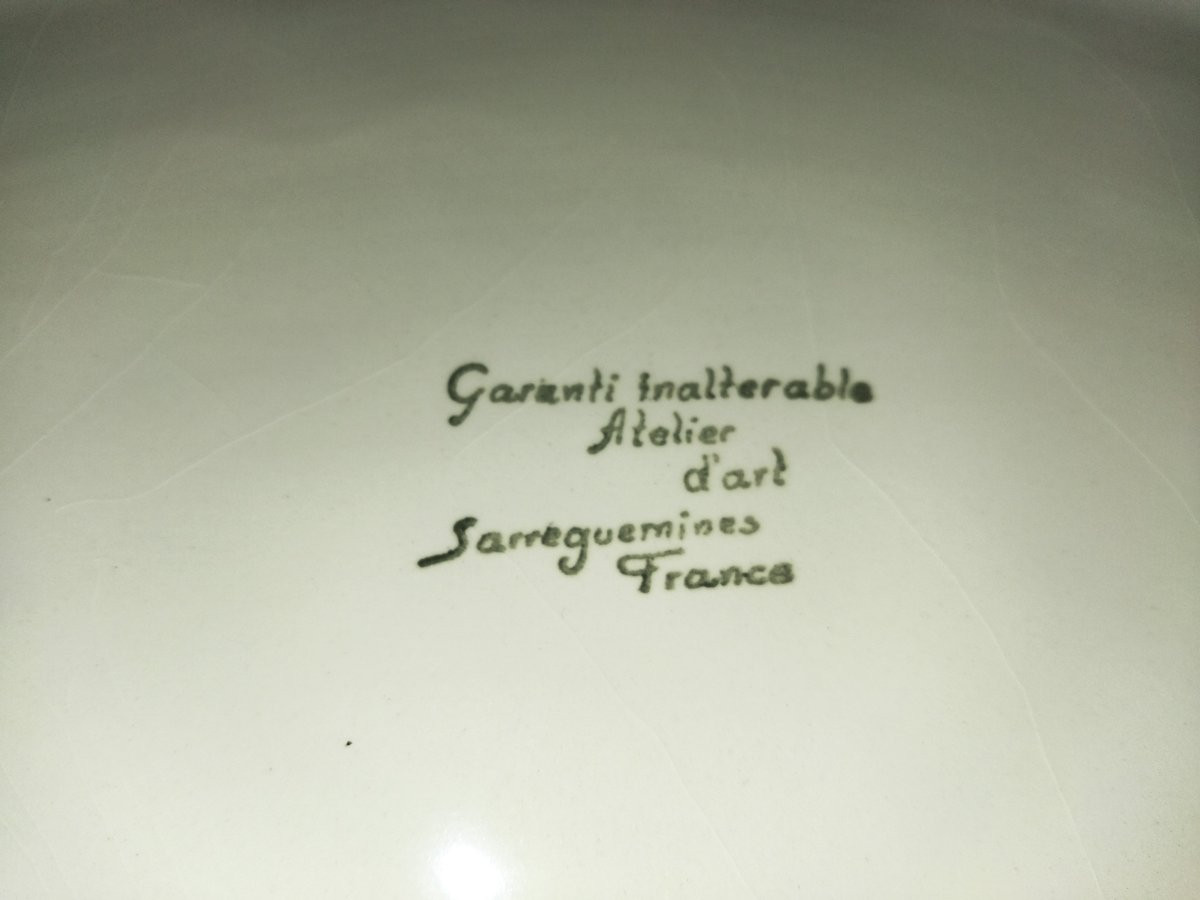 SARREGUEMINES Grand Plat à Poisson Vintage en Faience Atelier d'Art  54cms-photo-2