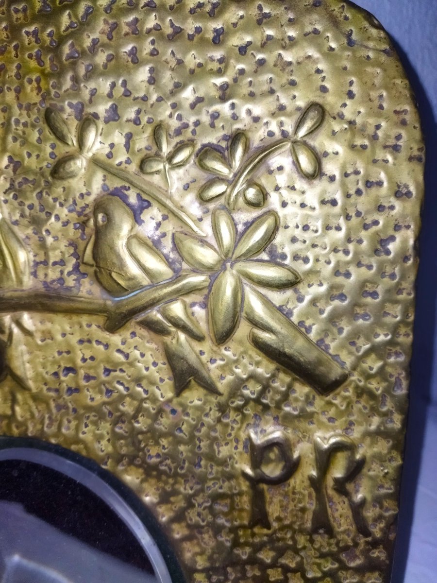 MILITARIA  MIROIR de Poilu Laiton Embouti Repoussé Artisanat de Tranchées Collection-photo-7