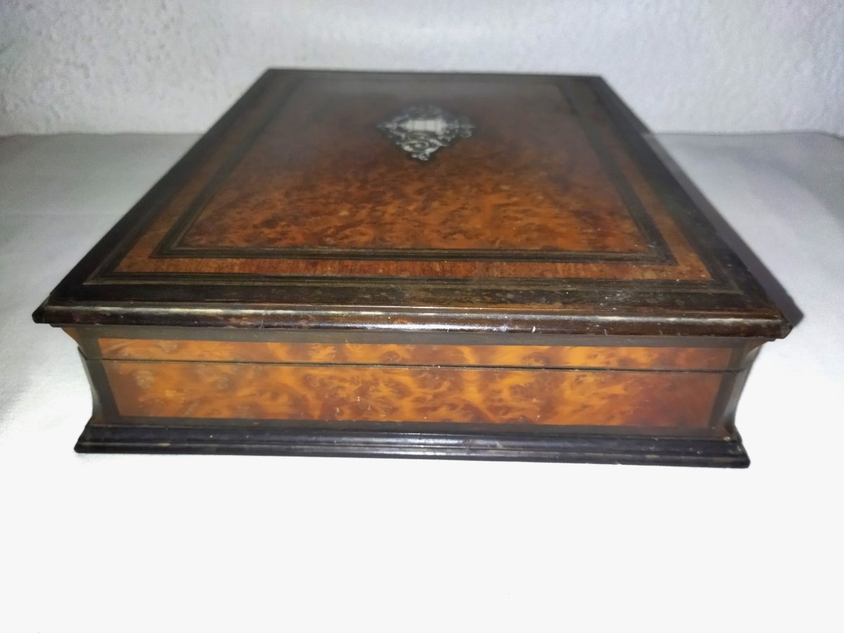 Antique Token Box Wood And Marquetry XIX Napoleon III -photo-2