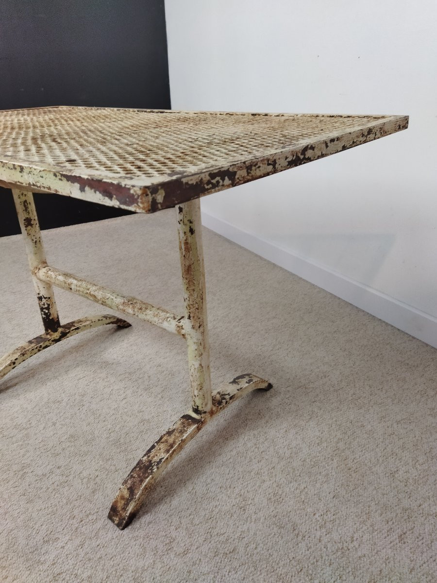 Malaval Rectangular Table Painted Metal Tubular Base Industrial/garden/bistro Furniture-photo-4