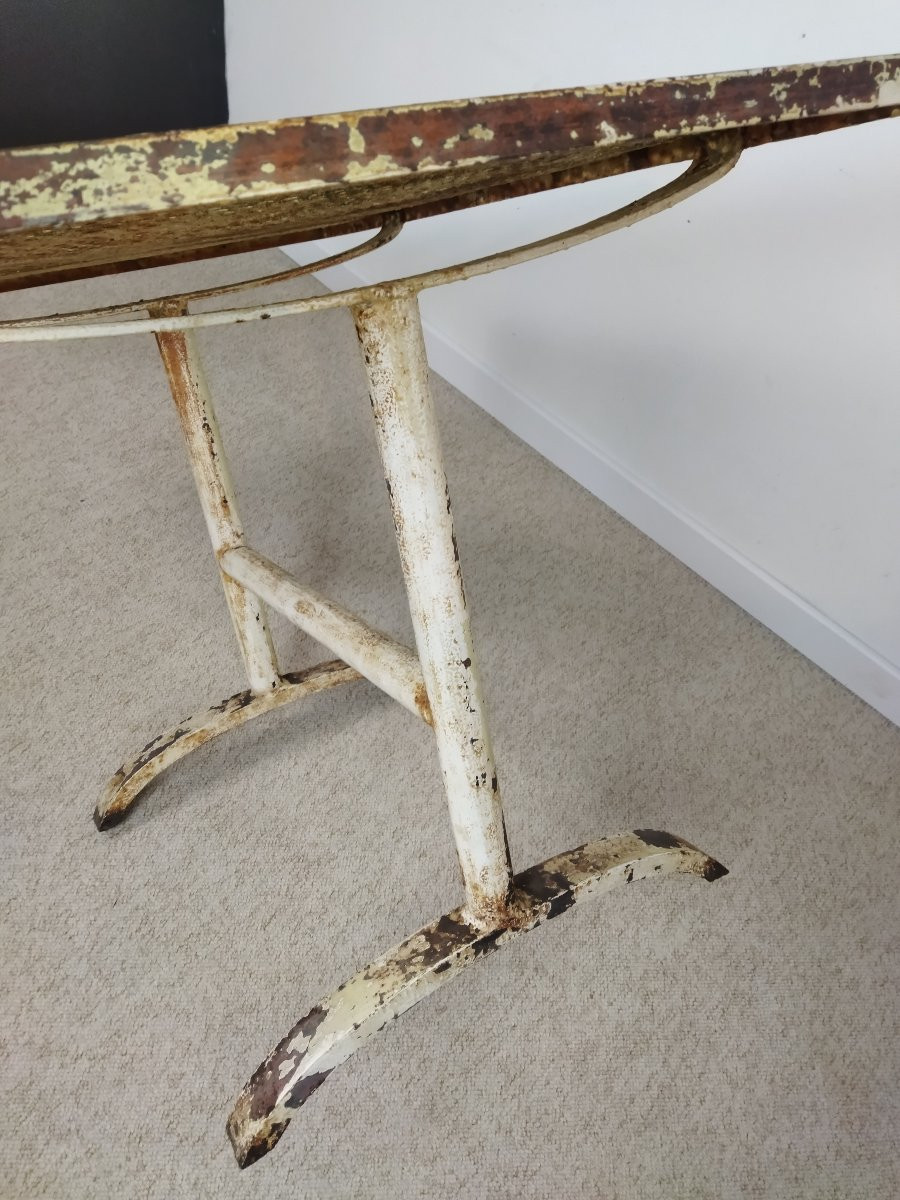 Malaval Rectangular Table Painted Metal Tubular Base Industrial/garden/bistro Furniture-photo-3