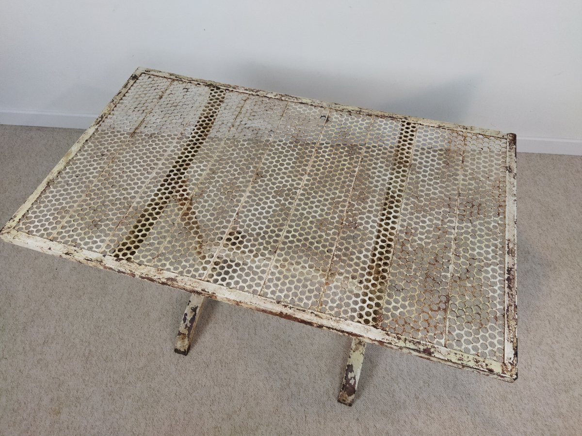 Malaval Rectangular Table Painted Metal Tubular Base Industrial/garden/bistro Furniture-photo-4