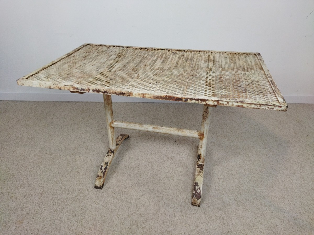 Malaval Rectangular Table Painted Metal Tubular Base Industrial/garden/bistro Furniture