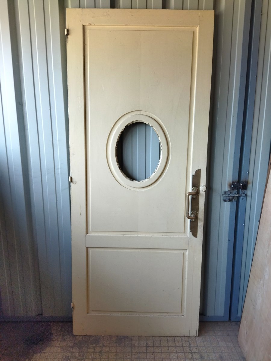 PORTE HUBLOT Ancienne Bois Massif  Poignées laiton Succursale BANQUE DE FRANCE -photo-7