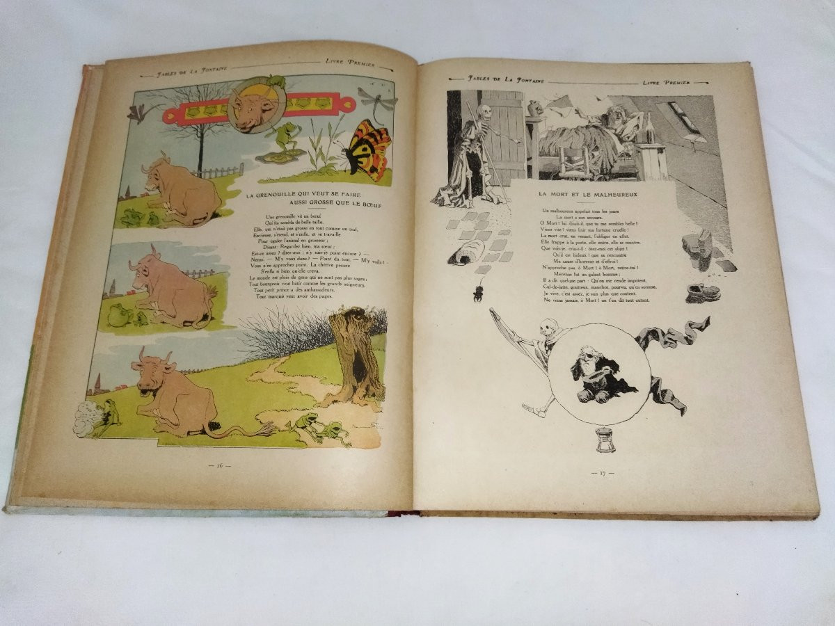 Fables Of La Fontaine Benjamin Rabier Illustrations First & Second Parts Collection-photo-2