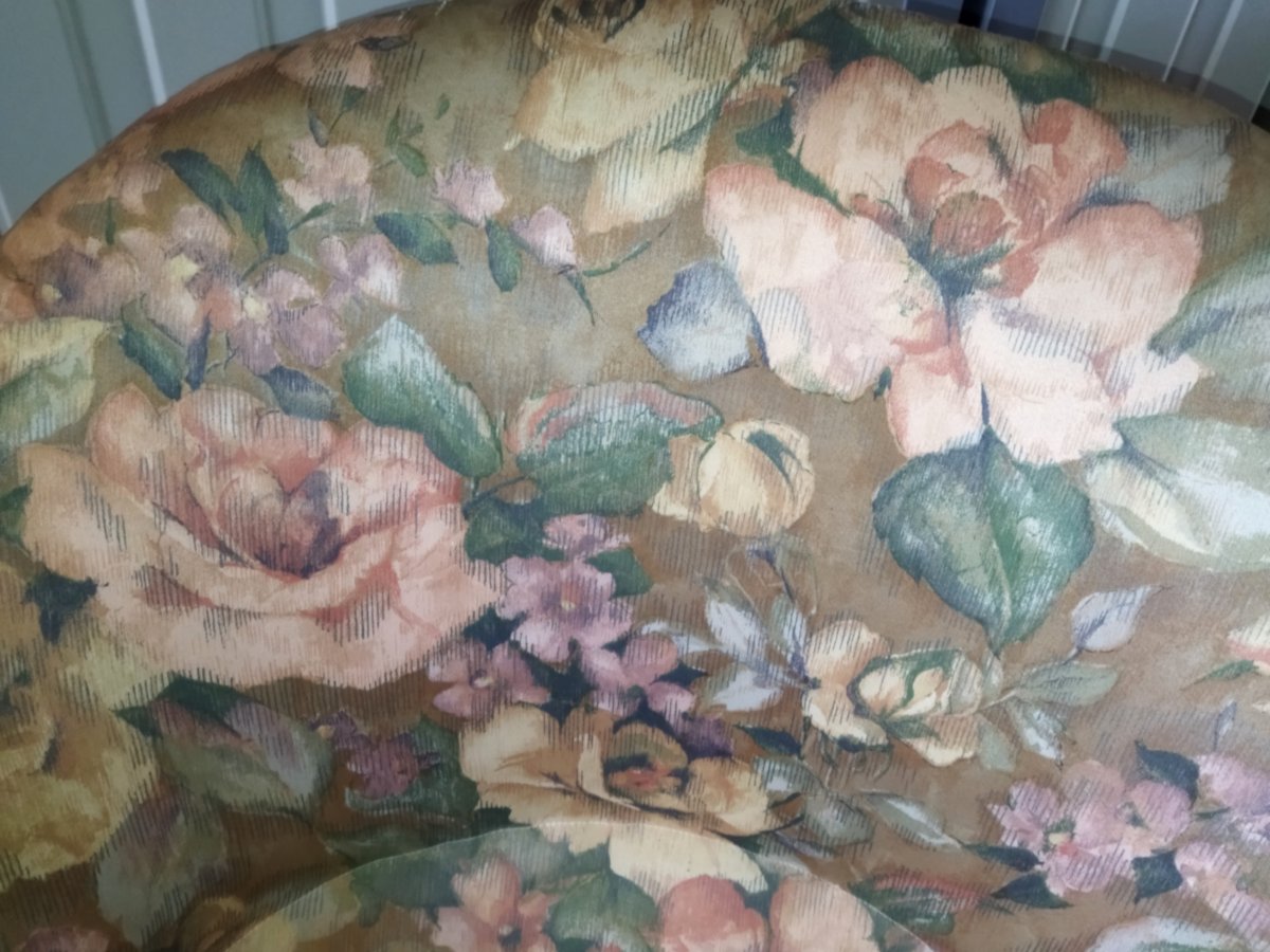 Antique Toad Armchairs Floral Fabric Spring And Strap Seat Napoleon III-photo-1