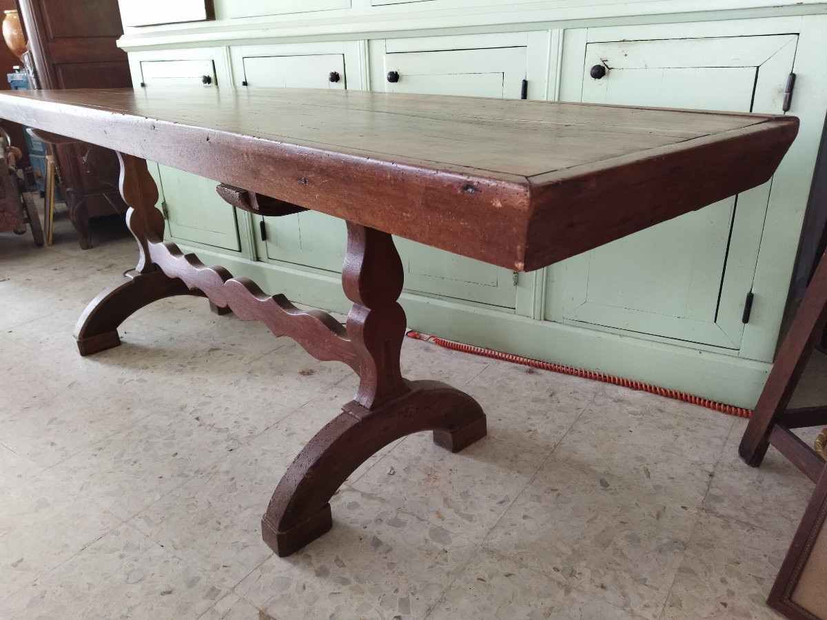 TABLE CONSOLE ancienne Bois massif Mobilier Chatelain Maison de Maître 53x223cms-photo-4