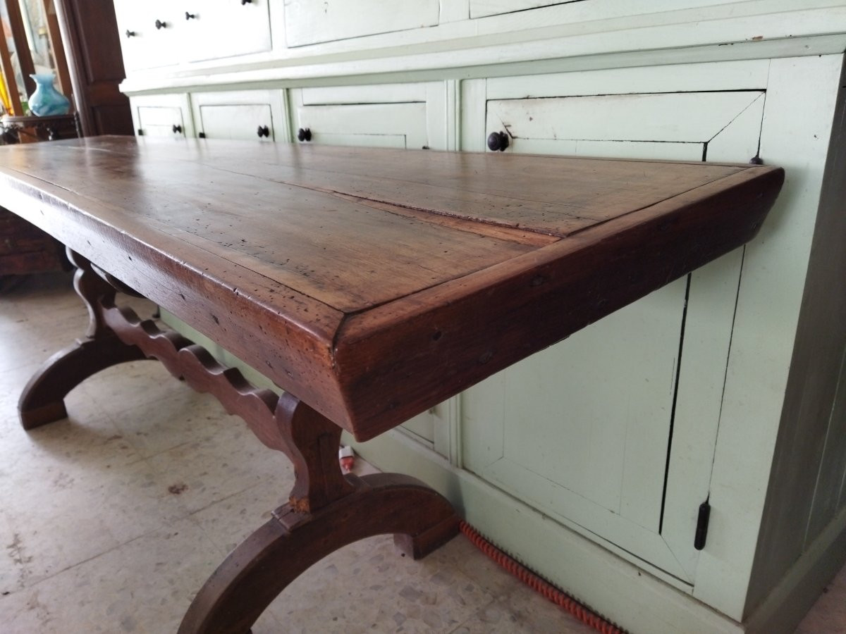 TABLE CONSOLE ancienne Bois massif Mobilier Chatelain Maison de Maître 53x223cms-photo-4