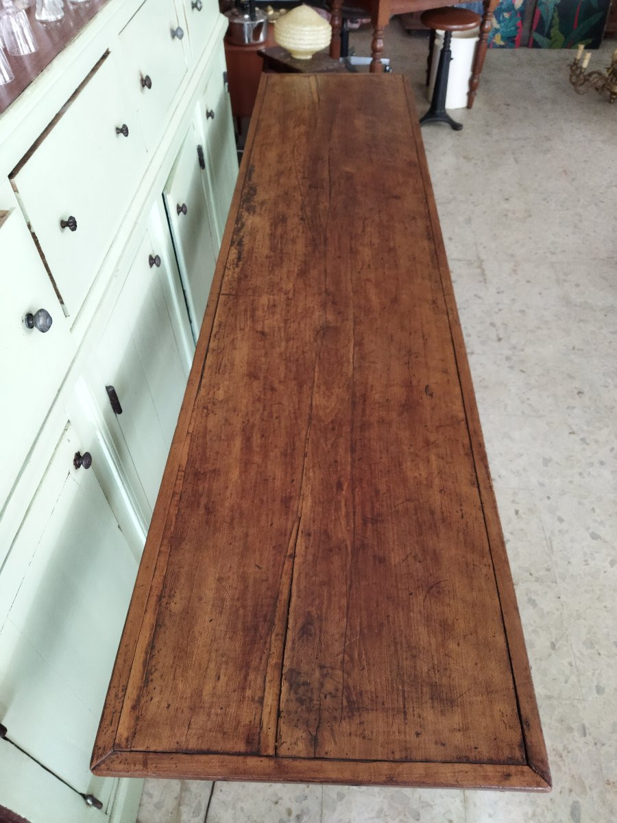 TABLE CONSOLE ancienne Bois massif Mobilier Chatelain Maison de Maître 53x223cms-photo-5