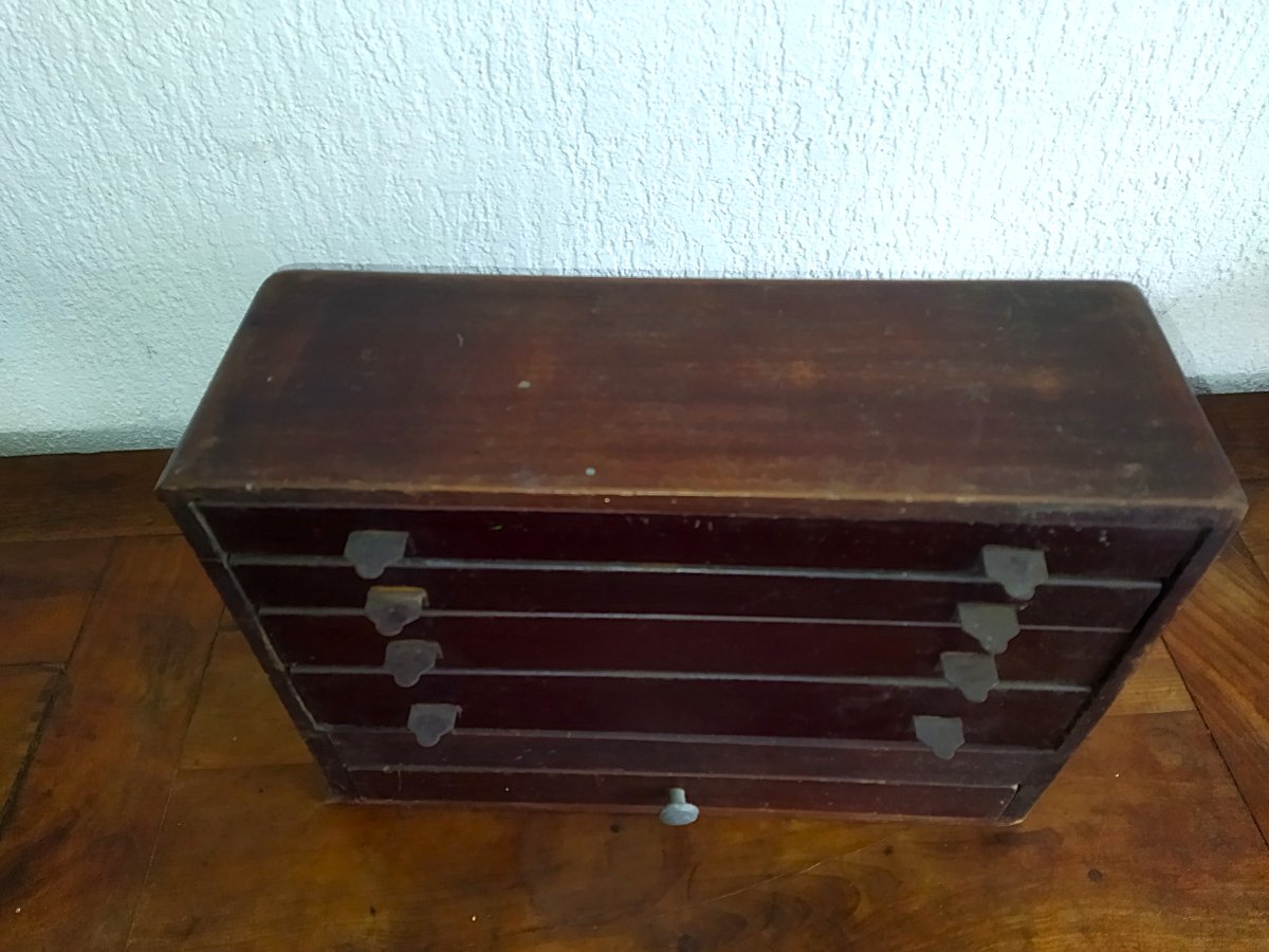 Meuble de Métier ancien Présentoir Droguerie Quincaillerie Petits Tiroirs Métal Rangements-photo-1